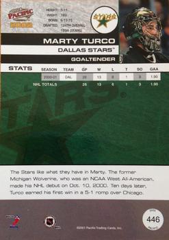 2001-02 Pacific #446 Marty Turco Back