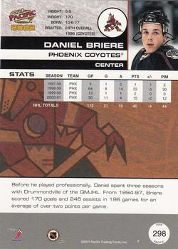 2001-02 Pacific #298 Daniel Briere Back
