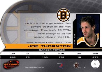 2001-02 Pacific Atomic #9 Joe Thornton Back