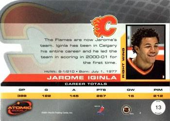 2001-02 Pacific Atomic #13 Jarome Iginla Back