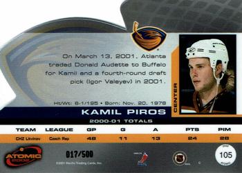 2001-02 Pacific Atomic #105 Kamil Piros Back