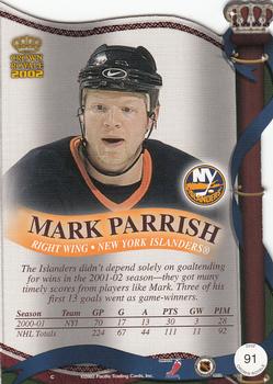 2001-02 Pacific Crown Royale #91 Mark Parrish Back