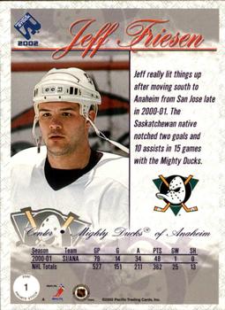 2001-02 Pacific Private Stock #1 Jeff Friesen Back