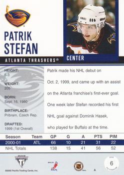 2001-02 Pacific Private Stock Titanium #6 Patrik Stefan Back