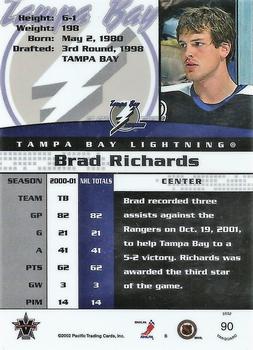 2001-02 Pacific Vanguard #90 Brad Richards Back