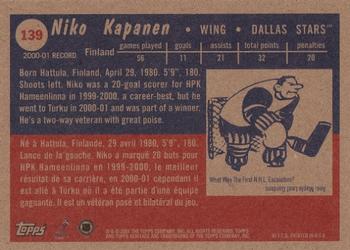 2001-02 Topps Heritage #139 Niko Kapanen Back