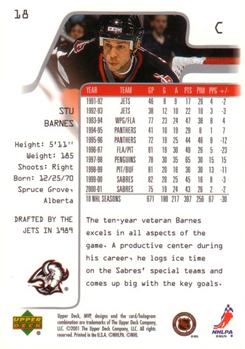 2001-02 Upper Deck MVP #18 Stu Barnes Back
