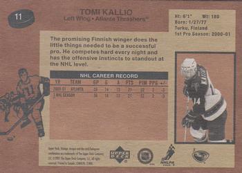 2001-02 Upper Deck Vintage #11 Tomi Kallio Back