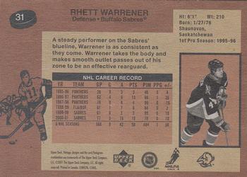 2001-02 Upper Deck Vintage #31 Rhett Warrener Back