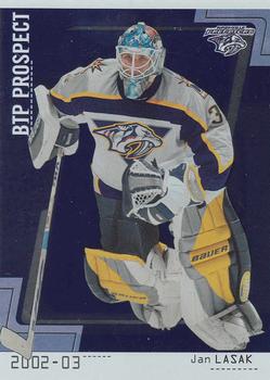 2002-03 Be a Player Between the Pipes #92 Jan Lasak Front