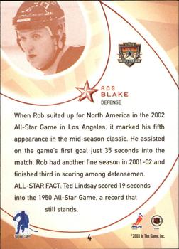 2002-03 Be a Player All-Star Edition #4 Rob Blake Back