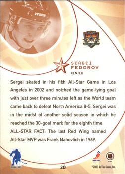 2002-03 Be a Player All-Star Edition #20 Sergei Fedorov Back