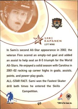 2002-03 Be a Player All-Star Edition #40 Sami Kapanen Back