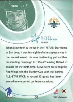 2002-03 Be a Player All-Star Edition #98 Steve Yzerman Back