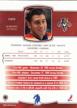 2002-03 Be a Player First Edition #089 Roberto Luongo Back