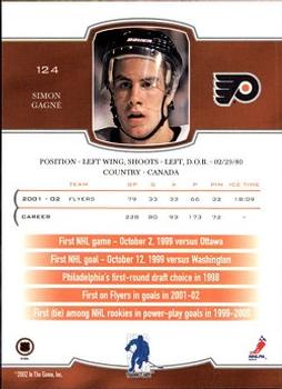 2002-03 Be a Player First Edition #124 Simon Gagne Back