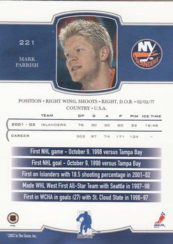 2002-03 Be a Player First Edition #221 Mark Parrish Back