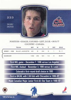 2002-03 Be a Player First Edition #233 Marc Denis Back