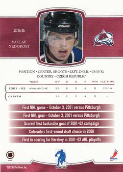 2002-03 Be a Player First Edition #255 Vaclav Nedorost Back