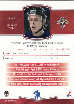 2002-03 Be a Player First Edition #282 Stephen Weiss Back