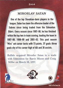 2002-03 Be a Player First Edition #344 Miroslav Satan Back