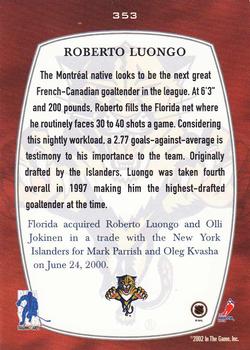 2002-03 Be a Player First Edition #353 Roberto Luongo Back