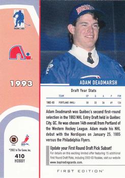 2002-03 Be a Player First Edition #410 Adam Deadmarsh Back