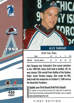 2002-03 Be a Player First Edition #420 Alex Tanguay Back