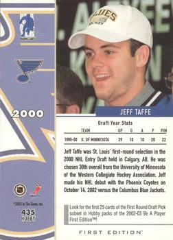 2002-03 Be a Player First Edition #435 Jeff Taffe Back