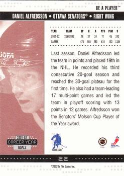 2002-03 Be a Player Memorabilia #22 Daniel Alfredsson Back