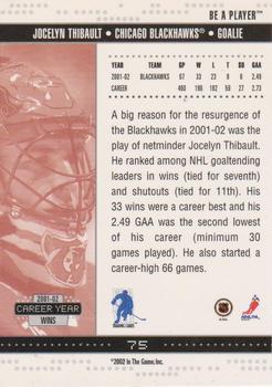 2002-03 Be a Player Memorabilia #75 Jocelyn Thibault Back