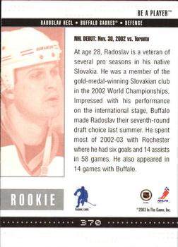 2002-03 Be a Player Memorabilia #370 Radoslav Hecl Back