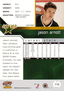2002-03 Pacific #110 Jason Arnott Back