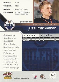 2002-03 Pacific #146 Jussi Markkanen Back