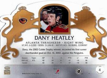 2002-03 Pacific Crown Royale #4 Dany Heatley Back