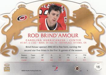2002-03 Pacific Crown Royale #16 Rod Brind'Amour Back