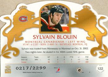 2002-03 Pacific Crown Royale #122 Sylvain Blouin Back