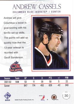 2002-03 Pacific Private Stock Reserve #30 Andrew Cassels Back