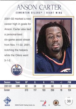 2002-03 Pacific Private Stock Reserve #38 Anson Carter Back