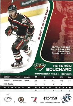 2002-03 Pacific Quest for the Cup #124 Pierre-Marc Bouchard Back