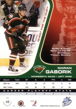 2002-03 Pacific Quest for the Cup #48 Marian Gaborik Back