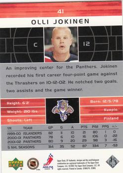 2002-03 SP Authentic #41 Olli Jokinen Back