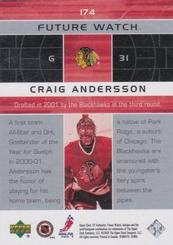 2002-03 SP Authentic #174 Craig Andersson Back