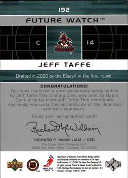 2002-03 SP Authentic #192 Jeff Taffe Back
