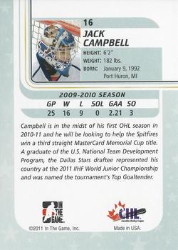 2010-11 In The Game Between The Pipes #16 Jack Campbell Back