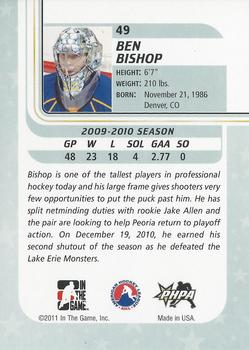 2010-11 In The Game Between The Pipes #49 Ben Bishop Back