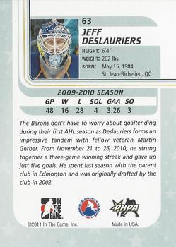 2010-11 In The Game Between The Pipes #63 Jeff Deslauriers Back