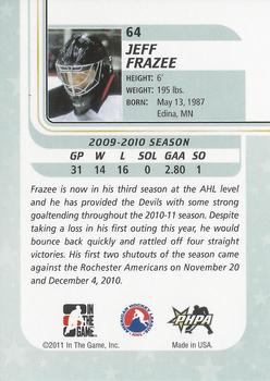 2010-11 In The Game Between The Pipes #64 Jeff Frazee Back