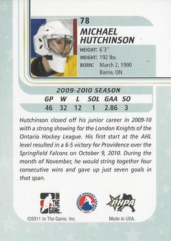 2010-11 In The Game Between The Pipes #78 Michael Hutchinson Back