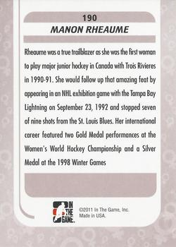 2010-11 In The Game Between The Pipes #190 Manon Rheaume Back